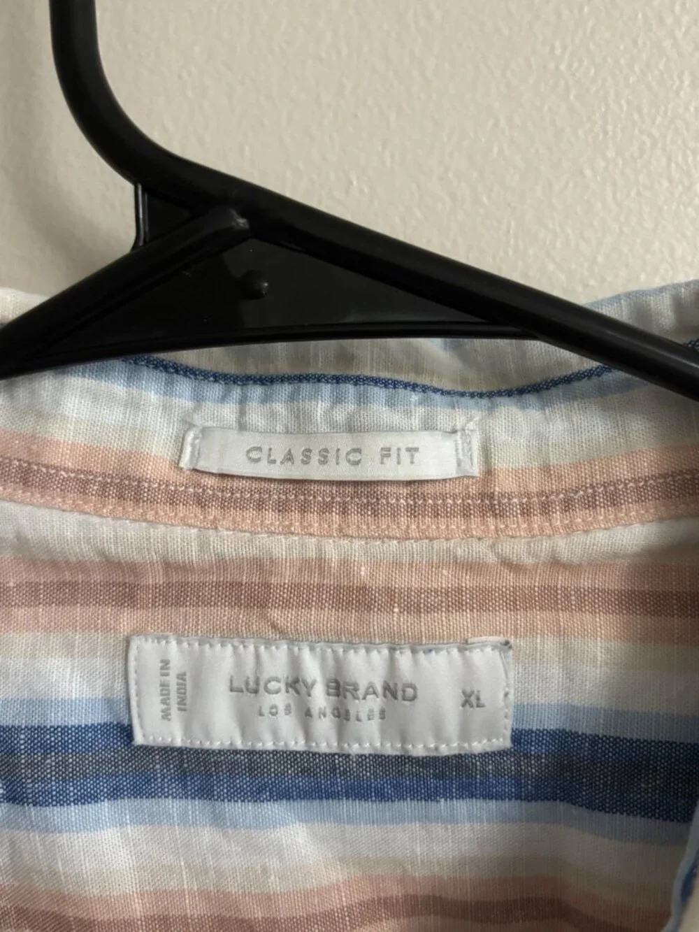 Lucky Brand Button Shirt Mens XL Multicolor Classic Fit Striped Pockets Hemp - Picture 2 of 12